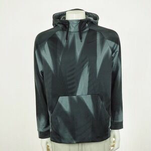 Nike Therma Pullover Hoodie Mens Large Black Dri-Fit Abstract Hooded Sweatshirt